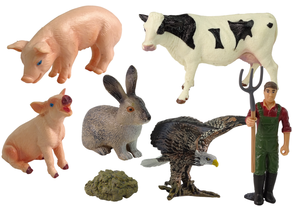 Ensemble de grandes figurines d'animaux de la ferme + fermier et ferme 11 pièces