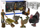 Large Farm Animals Figure Set Farmer with wheelbarrow and farmyard 11 Pcs