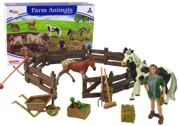 Ensemble de figurines de ferme à assembler ferme équestre en bois