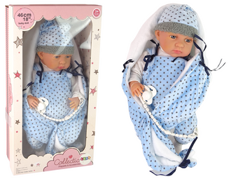 Poupée bébé 46 cm Doudou bleu Étoile Couverture