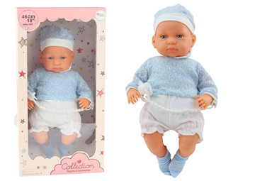 Poupée bébé 46 cm Bleu Sucette Chapeau Chaussettes
