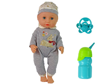 Baby Doll Pee Sounds Puppet Bottle Grey Pyjamas