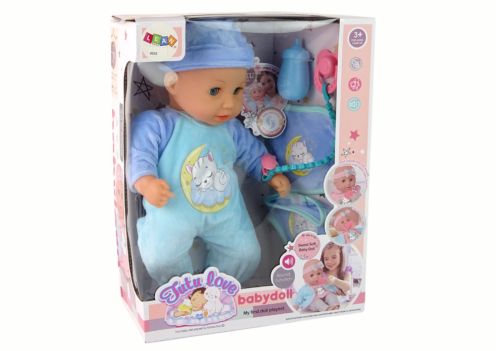 Baby Doll Sound Dummy Bib Blue Cat Pyjamas