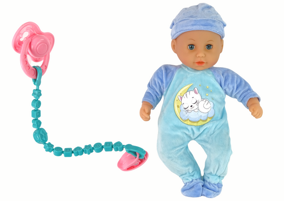 Baby Doll Sound Dummy Bib Blue Cat Pyjamas