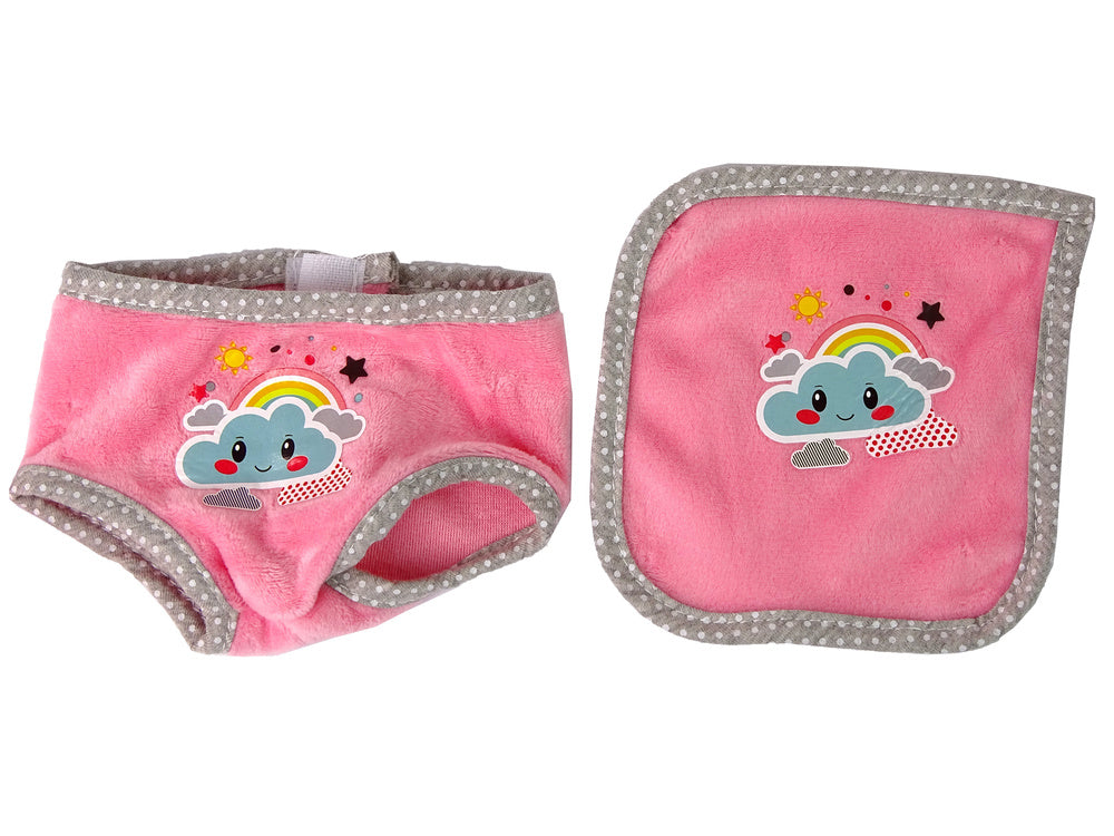 Baby Doll Sound Pacifier Bib Pink White Cloud Pyjamas