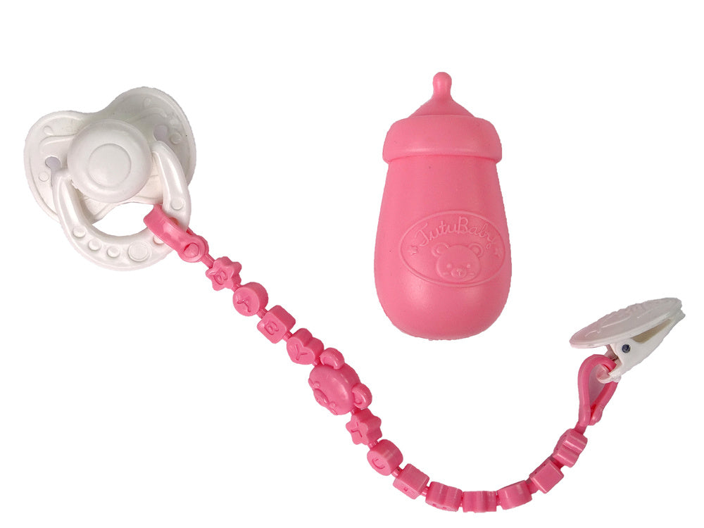 Bavoir sucette sonore pour bébé, pyjama rose et blanc avec nuage