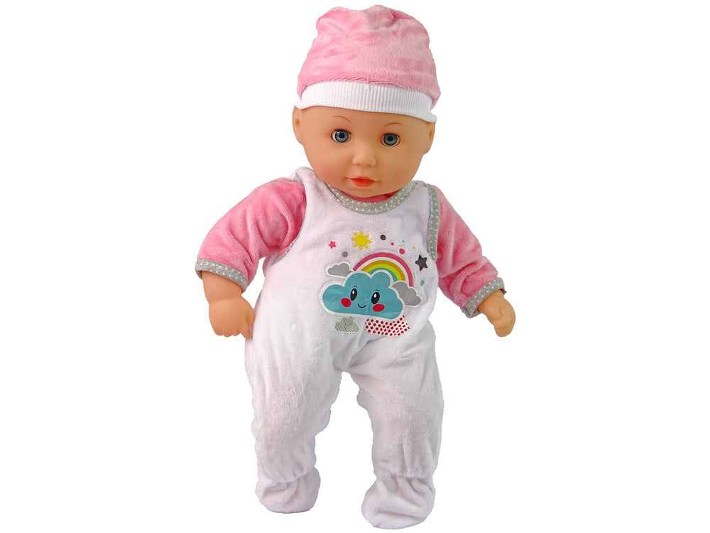 Bavoir sucette sonore pour bébé, pyjama rose et blanc avec nuage
