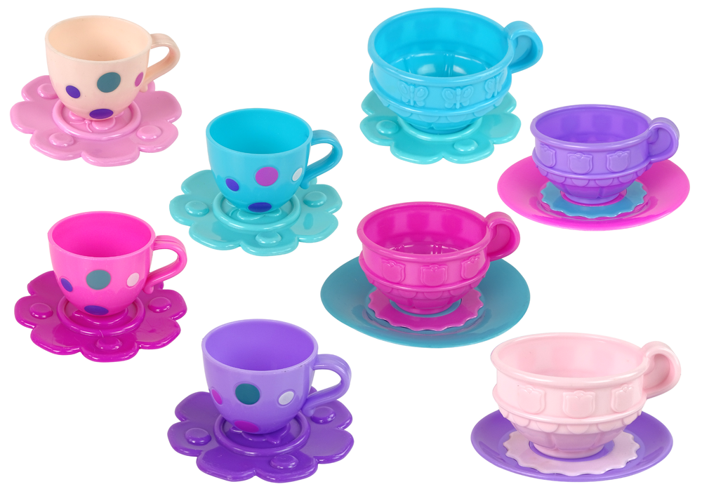 Service à thé tasses assiettes couverts bols violet - 0