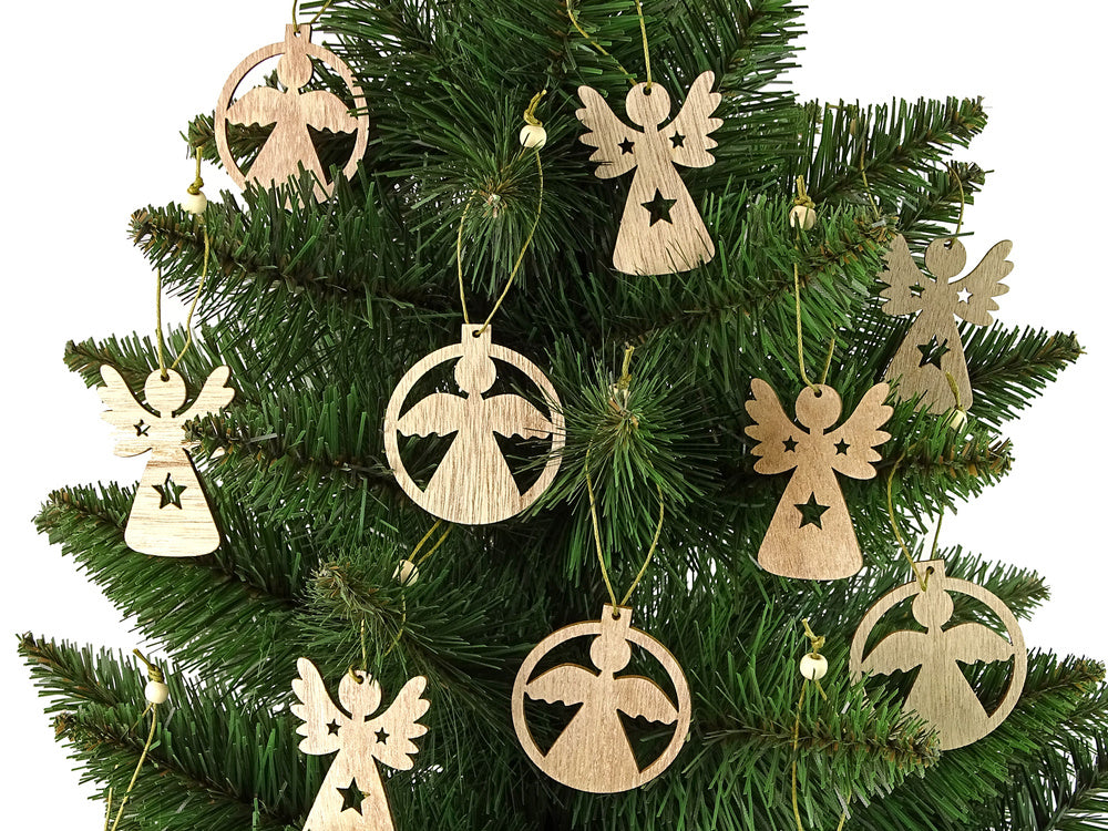 Décoration de sapin de noël en forme de bombe d'ange en bois