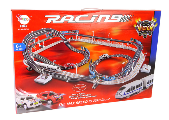 Huge Race Set Car track + Electric train track Racing Set