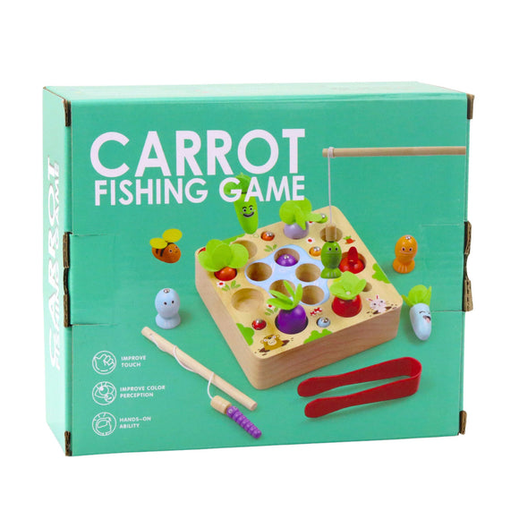 Wooden Carrots Earthworm Rod Magnet Game