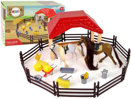 Ensemble de figurines d'écurie de ferme peignant des accessoires pour chevaux