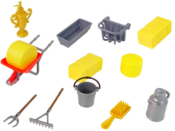 Ensemble de figurines d'écurie de ferme peignant des accessoires pour chevaux
