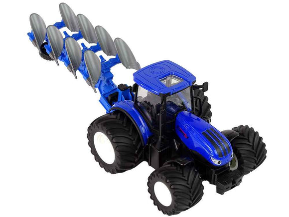 Remote Controlled Tractor 1:24 Blue Plough Metal