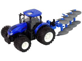 Remote Controlled Tractor 1:24 Blue Plough Metal