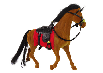 Brown Velvet Horse Red Saddle figurine - 0