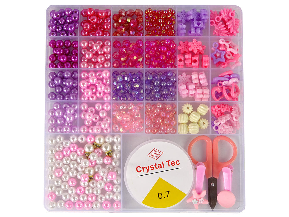 Ensemble de perles pour fabrication de bijoux pendentifs roses et clips - 0