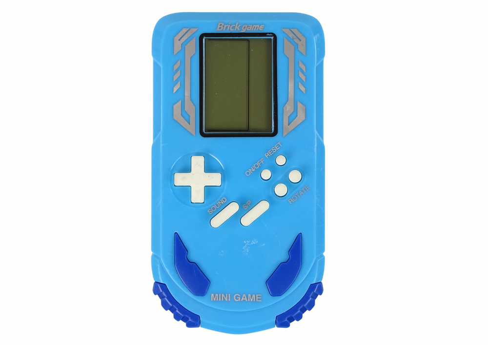 Console de jeu en brique bleue.