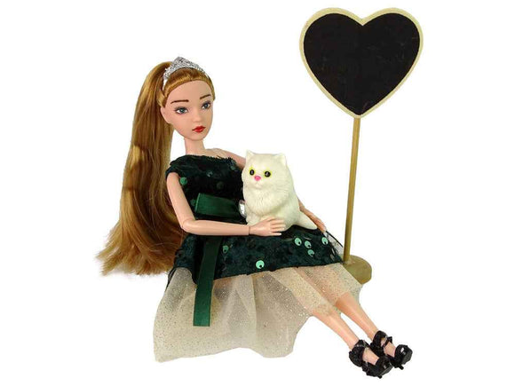 Emily Wooden Heart White Cat Baby Doll