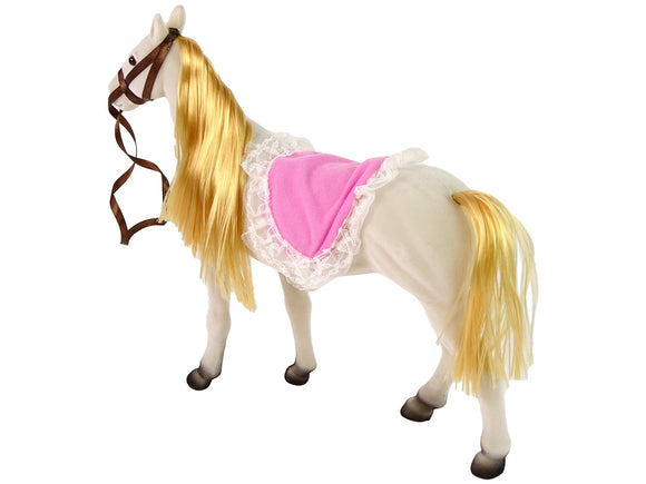 Poupée princesse avec accessoires pour figurines de poney blanc.
