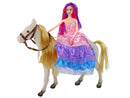 Poupée princesse avec accessoires pour figurines de poney blanc.