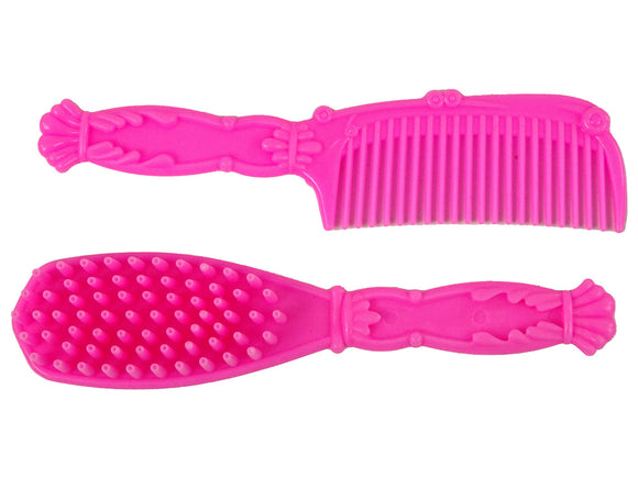 Cavalier de poupée avec figurines de poney marron.