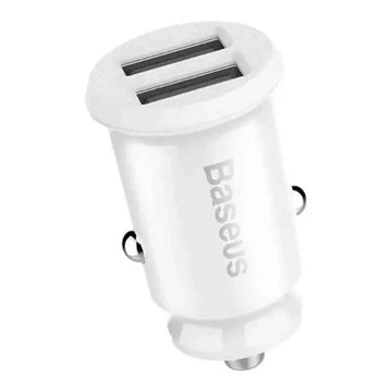 INCARCATOR auto Baseus Grain, 2 x USB Output 5V/3.1A, 15W total ambele porturi, pt. bricheta auto, alb "CCALL-ML02" (timbru verde 0.03 lei) - 6953156276529