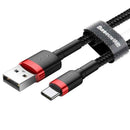 Câble USB Baseus Cafule 2 m USB A USB C Noir, Rouge