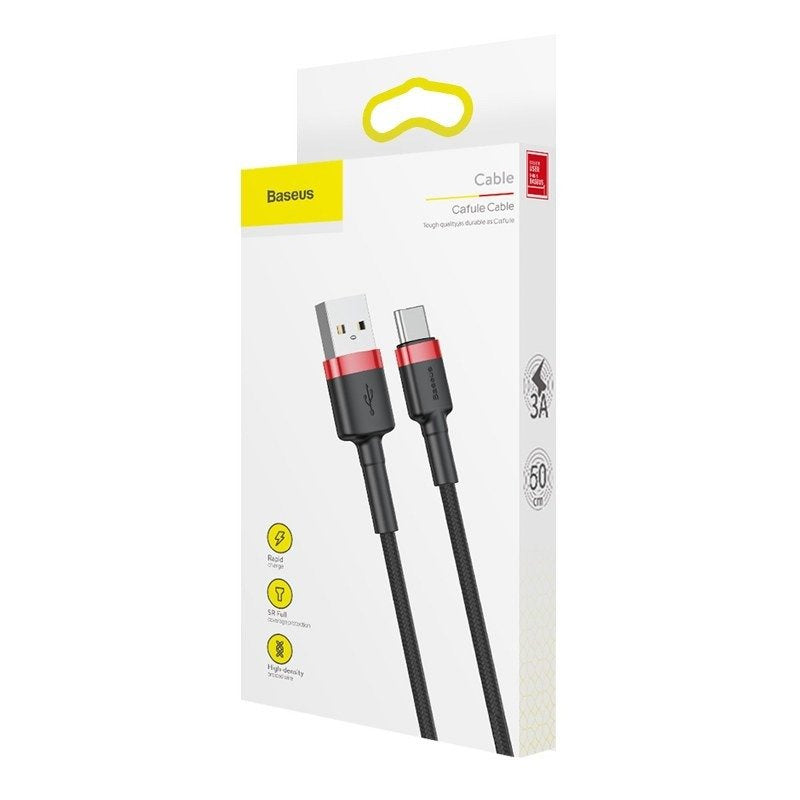 Câble usb baseus cafule 2 m usb a usb c noir rouge