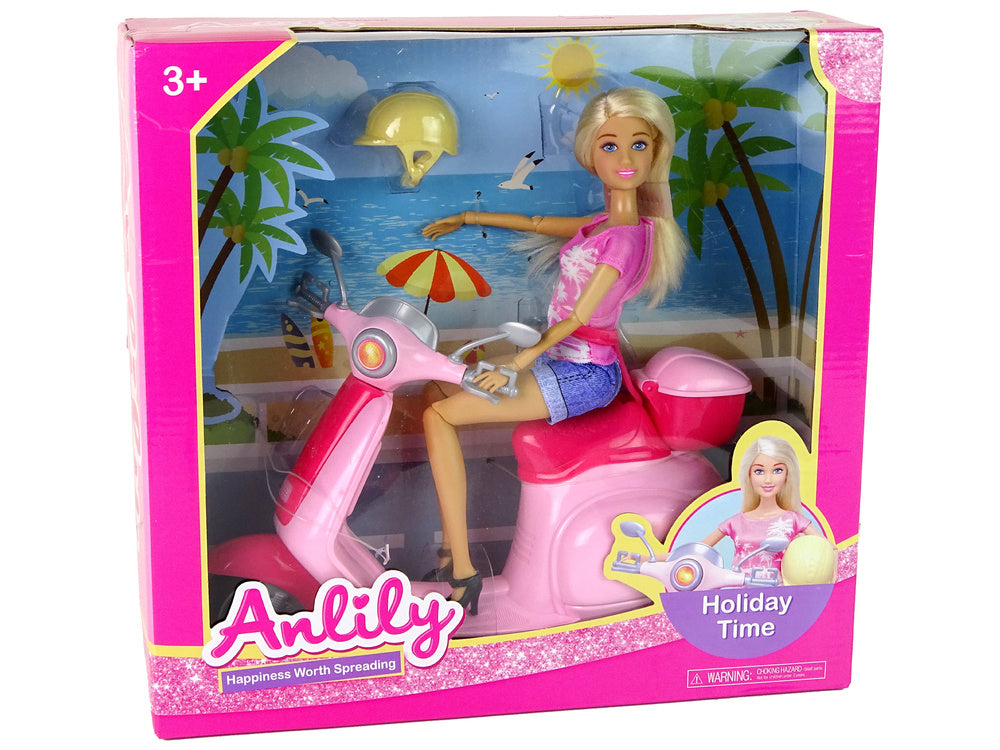 Anlily doll on a Pink Scooter Blonde Hair Helmet