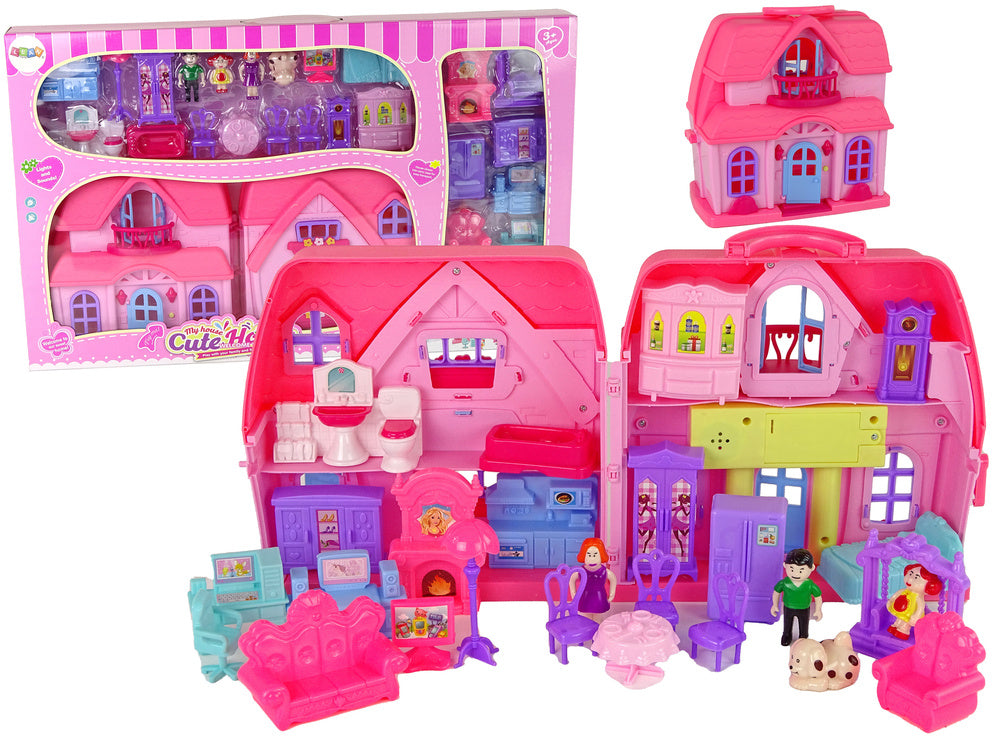 Ensemble Villa Cottage avec Lumières Plastique Rose