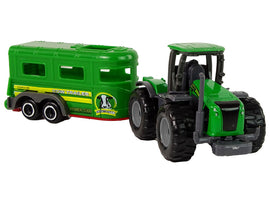 Tracteur avec remorque vert