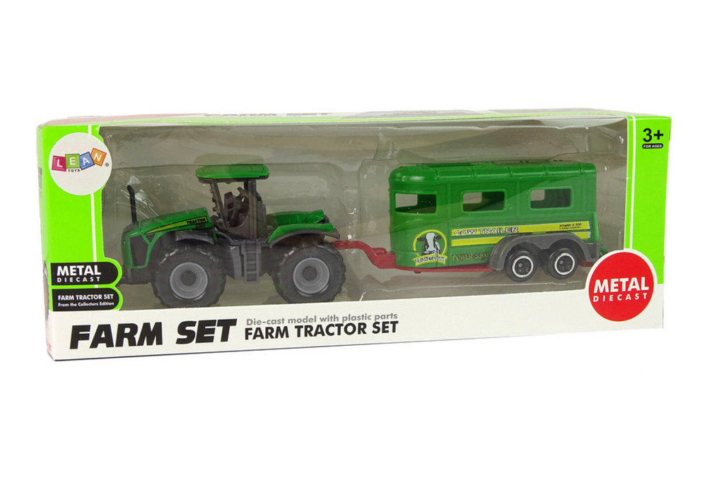 Tracteur avec remorque vert
