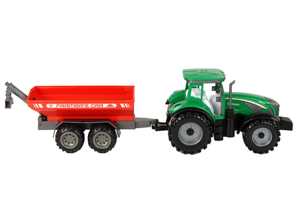 Tracteur vert avec remorque rouge fractal drive