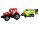 Red Farm Tractor with Green Seeder Friction Drive