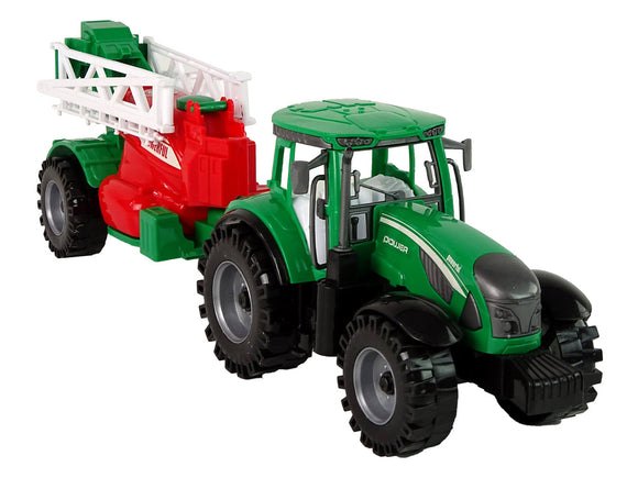 Green Farm Tractor with Red and Green Sprayer Fricative Drive