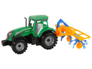 Tracteur vert avec entraînement par friction orange et bleu