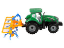 Tracteur vert avec entraînement par friction orange et bleu