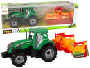 Tracteur vert avec cultivateur orange pour enfants