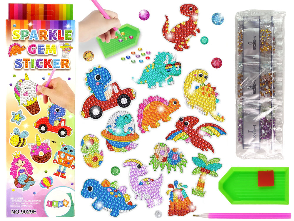 Ensemble d'autocollants de broderie diamant mosaïque dinosaures