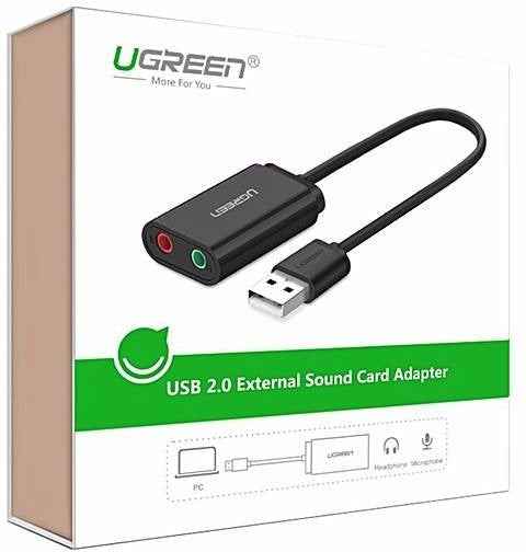 PLACA de SUNET Ugreen, "US205" extern, interfata USB 2.0, conectori 2 x jack 3.5 mm, negru "30724" (include timbru verde 0.18 lei) - 6957303837243