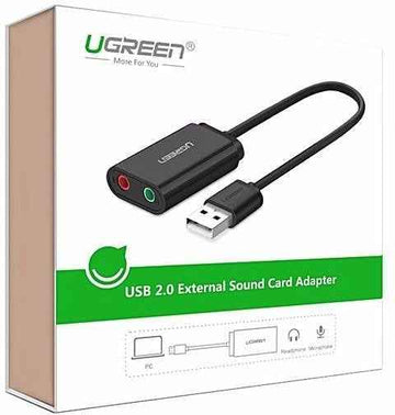 PLACA de SUNET Ugreen, "US205" extern, interfata USB 2.0, conectori 2 x jack 3.5 mm, negru "30724" (include timbru verde 0.18 lei) - 6957303837243
