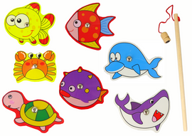 Wooden Fishing Set Colorful Magnet