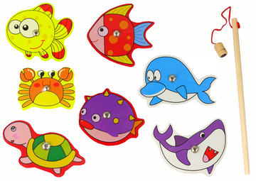 Wooden Fishing Set Colorful Magnet - 0
