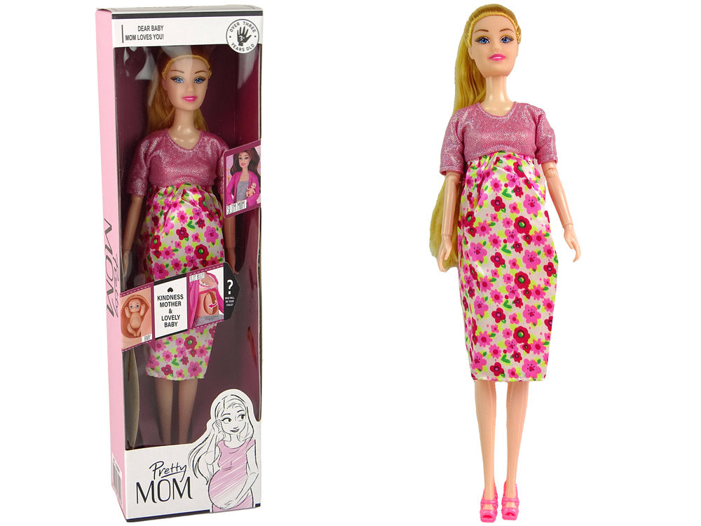 Baby Doll Pregnant Pink Dress Flowers