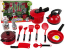 A set of red kitchen utensils pots-1