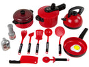 A set of red kitchen utensils pots-2