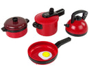 A set of red kitchen utensils pots-3