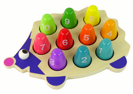 Hérisson éducatif en bois 10 pions colorés