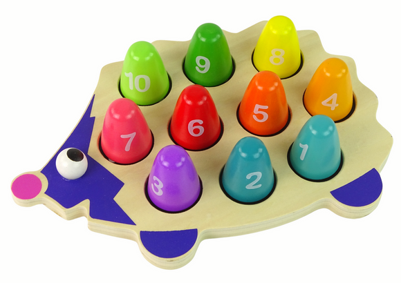 Hérisson éducatif en bois 10 pions colorés